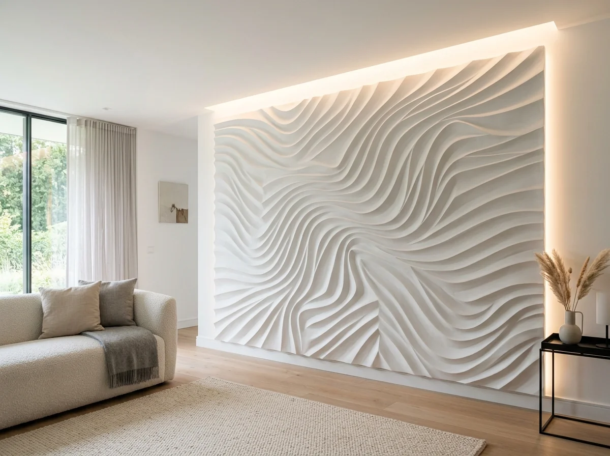 Painel de gesso 3D decorativo instalado por gesseiro em São Paulo