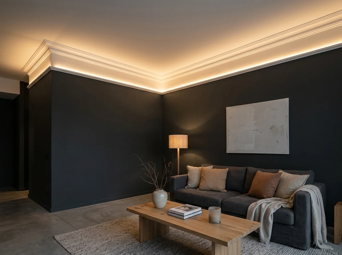 Sancas de gesso iluminadas com fita de LED em apartamento no Jabaquara São Paulo